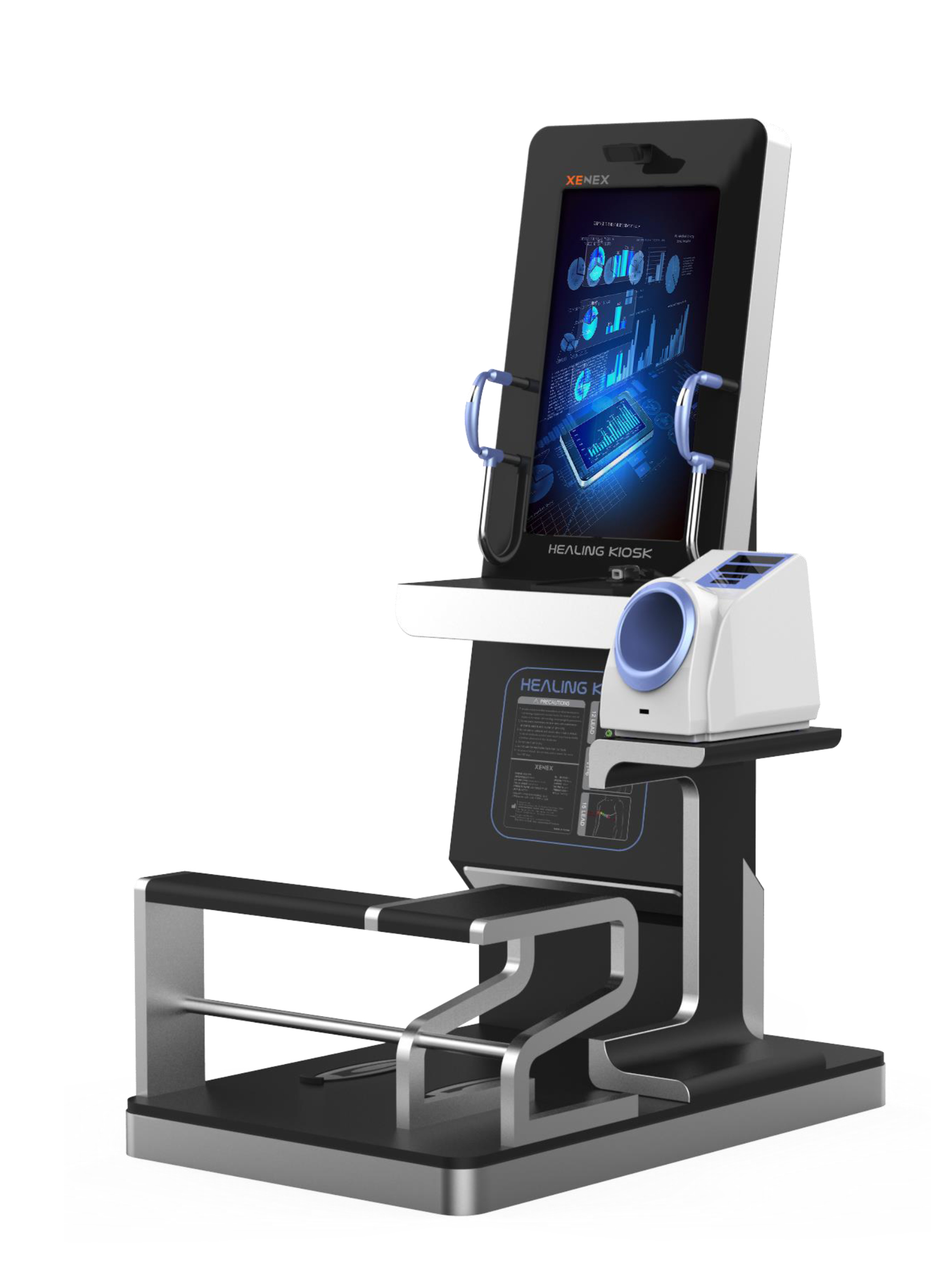 -Healing kiosks checking physical data as well as analyze your stress through the interview with the...