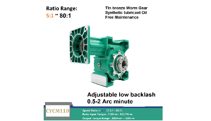 CHENYUE Adjustable Backlash High Precision 0.5-2 Arcminute Worm Gearbox CYCM110 Free Maintenance Output Way: 2C