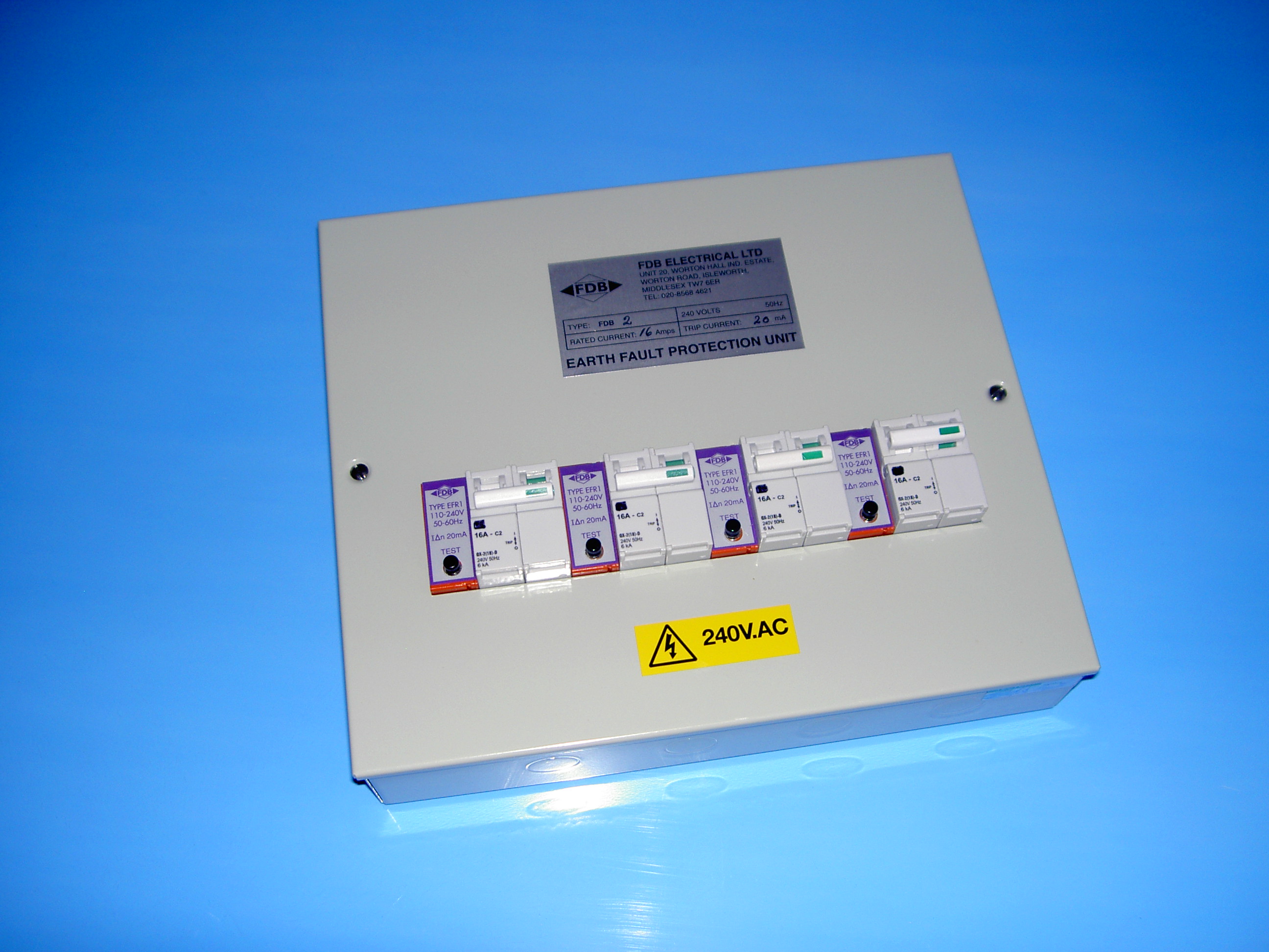 The FDB2 is a compact 4-way RCBO unit that comes complete with overload and short circuit protection...