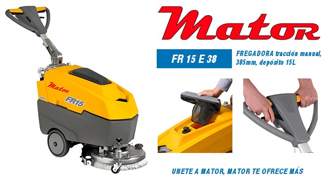 FREGADORA DE TRACCIÓN MANUAL FR 15 COMPACTA Y LIGERA PARA PEQUEÑOS ESPACIOS La Fregadora de suelo au...