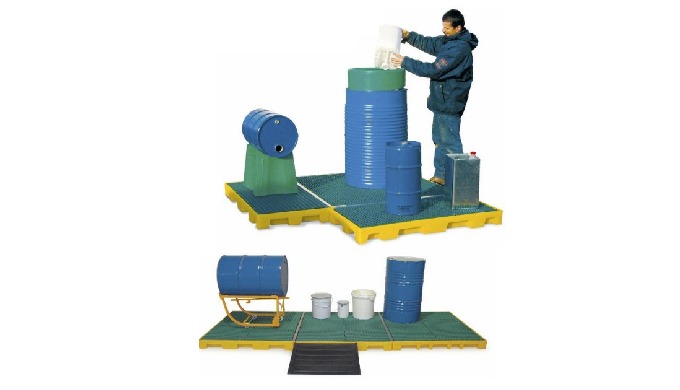 Modular HDPE collection platform for 1, 2 and 4 drums