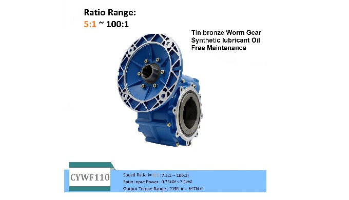 CHENYUE Large Output Bore Worm Gearbox CYWF110 Speed Ratio from 7.5:1 to 100:1 Engine 7.5Kw Free Maintenance