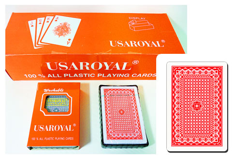 USAROYAL 100% Plastic Premium Playing Card 503 Size: 2.25 X 3.5 Color: Red / Blue Material: 100% Pla...