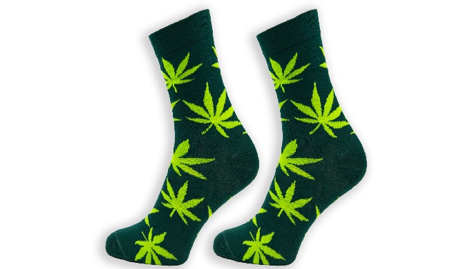 Women's socks with marijuana pattern. Made in Poland from soft combed cotton.