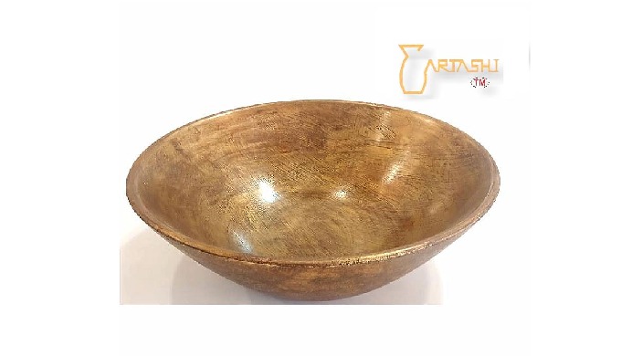 Antique bowl for fruits. Item code: AHB1300. Wooden bowl large handmade, rustic gold finish with lac...