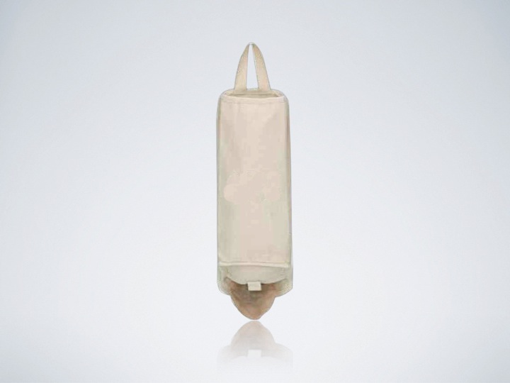 This convenient bag dispenser hangs on hook or door handle to hold plastic grocery bags for reuse an...