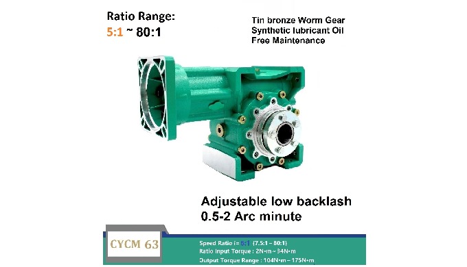 CHENYUE Adjustable Backlash High Precision 0.5-2 Arcminute Worm Gearbox CYCM63 Free Maintenance Output Way: ASL/ASR