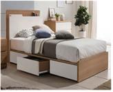 KS-2018 Headboard Combi-color(White&Oak), Soft curved Line (Safety), shelved design , USB hub Un...