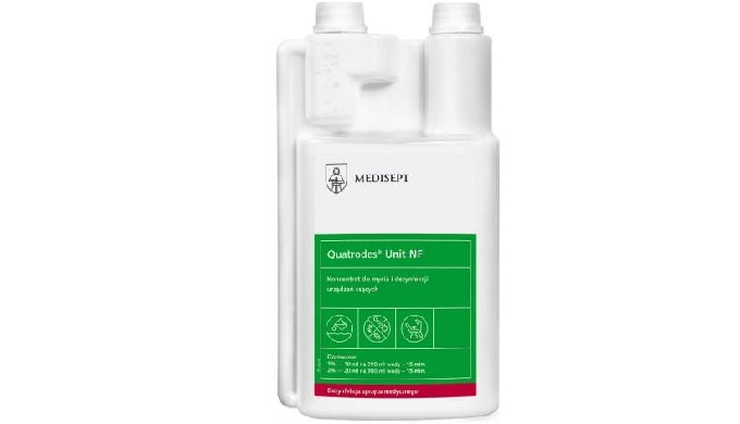 Quatrodes® Unit NF concentrat ideal pentru curățarea și dezinfecția simultană a sistemelor de aspira...