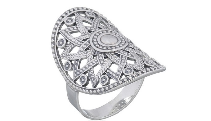 Silver on sale mandala ring