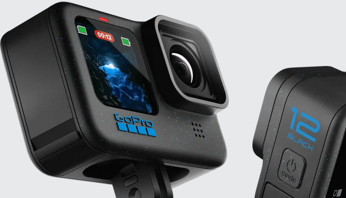 Includes HERO12 Black camera, Enduro Rechargeable Battery, curved adhesive mount, mounting buckle + ...