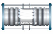 Two sets of convolutions with tie bars to restrain the pressure thrust and permit limited lateral de...