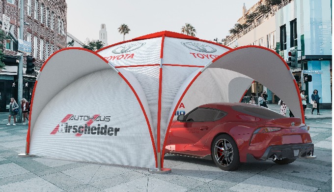 Kuppel-Pavillon 9x9m von Swiss Display Hamburg – das Flaggschiff der Kuppel-Serie mit eloxiertem Alu...