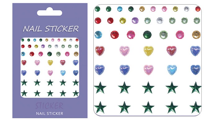 We are availalbe various adhesive nail stickers. It is adhesive and just peel it off and stick in on...