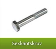 Sortiment av i materialen stål 8.8 zink, 8.8 varmgalv, rostfritt A2 och syrafast A4. De finns både s...