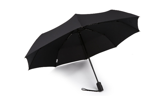 Item: 3020 Size: 21”x8K 3 section auto open/close windproof travel umbrella Frame: Black metal Shaft...