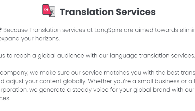 Why choose us? Because Translation services at LangSpire are aimed towards eliminating language bloc...