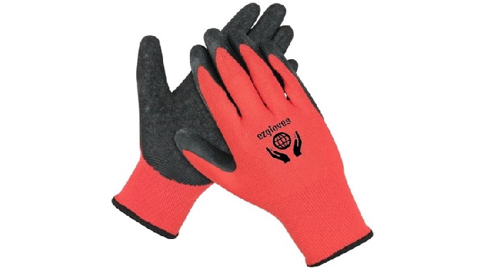 13 gauge red ployester with black latex palm coated gloves