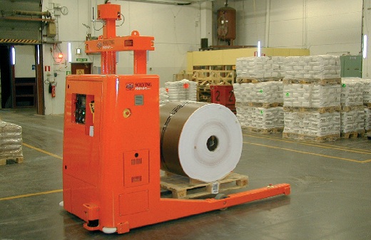 EquipmentThe AGV Pallet Mover moves jumbo rolls of coated abrasives on load pallets in production an...