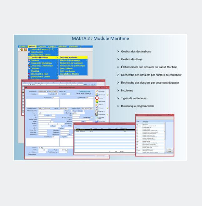 Logiciel MALTA 2&nbsp;: module maritime