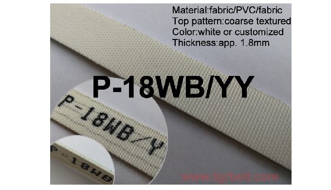 P-18WB/YY is 1.8mm PVC belt, fabric top and bottom, is applied to food,agriculture and other industr...