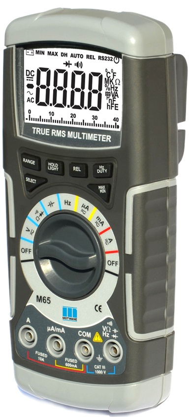 M65 Dual display Trms white backlit digital multimeter with high accuracy is specially designed in o...