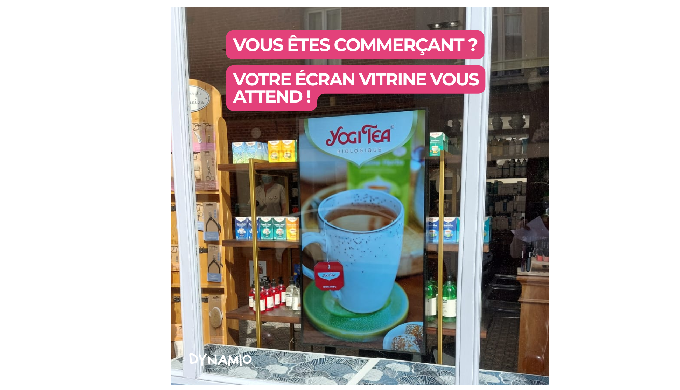 Écran vitrine professionnel haute luminosité conçu pour diffuser vos promotions, vidéos et informati...