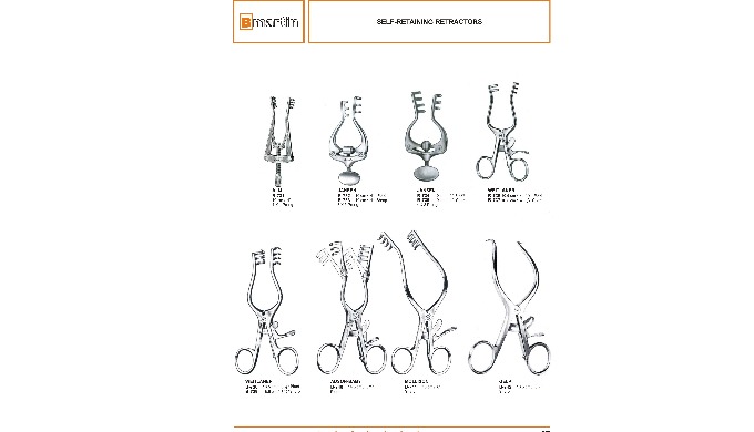 SELF- RETAINING RETRACTORS LIKE:- ALM ,JENSEN WEITLANER,ADSON BABY, MOLLISON AND GELPI SIZES:-10 CM ...