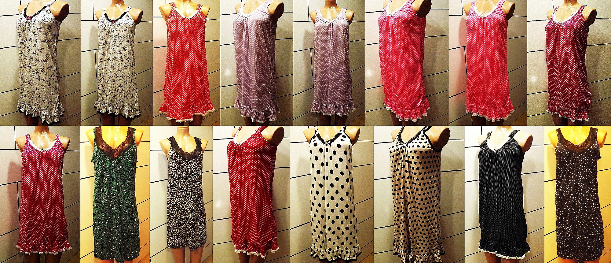 Nighties, 1st quality and has 20-25 colors in a model.The nighties are ruched on neck and skirt.We a...