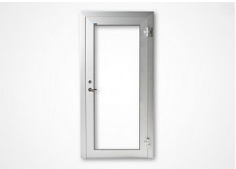 Brandklass EI45/Ew60. Helglasad enkeldörr med bruten köldbrygga. Glas: 2-glas Pilkington Pyrostop 30...