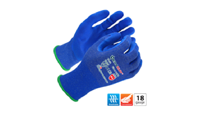 18 gauge blue TERACUT® liner blue SUPREMAX FOAM™ Nitrile palm coated gloves Strength *ASTM ANSI 2016...