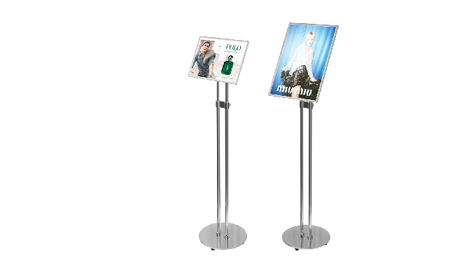 This is a very smart poster frame stand which is backlit by LEDs so that it stands out. It can be ru...