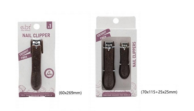 A beauty care line made with eco-friendly coconut fiber material. Includes nail clippers, makeup bru...