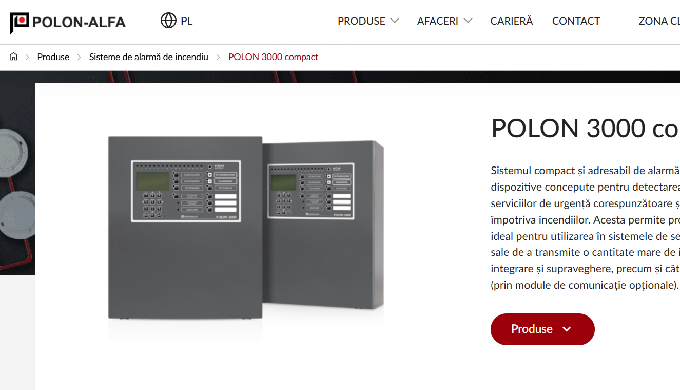 POLON 3000 compact Sistemul compact și adresabil de alarmă de incendiu POLON 3000 este un set de dis...