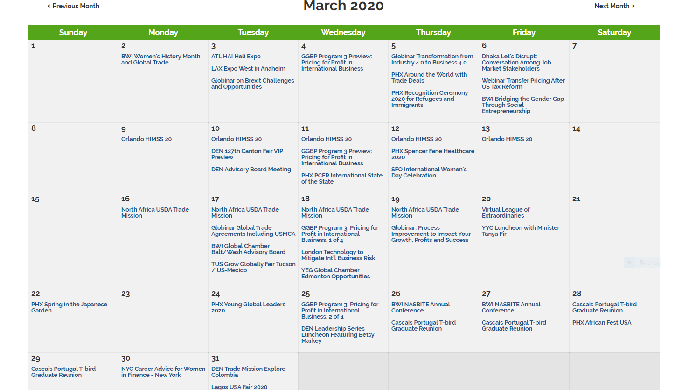 Join the Global Chamber for the March 2020 events