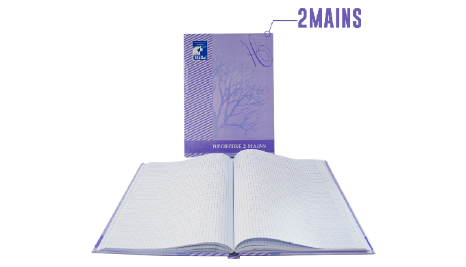 Registre A4 2Mains Papier Haut de gamme brochure rembordée rigide couverture pelliculée lavable papi...
