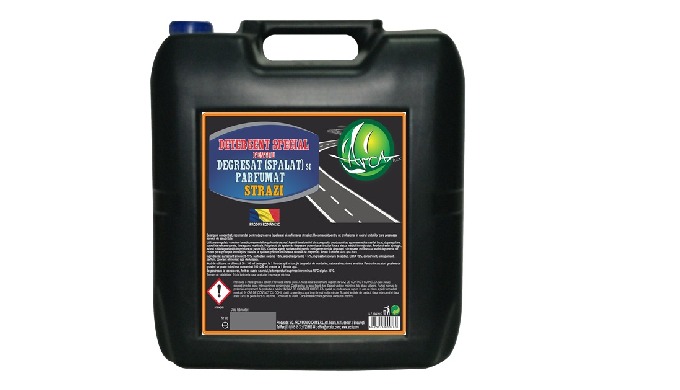 Detergent concentrat, recomandat pentru degresarea (spalarea) si parfumarea strazilor. Recomandat pe...