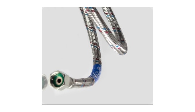 Flexible stainless steel braided hose designed for safe and reliable water connections in sanitary a...