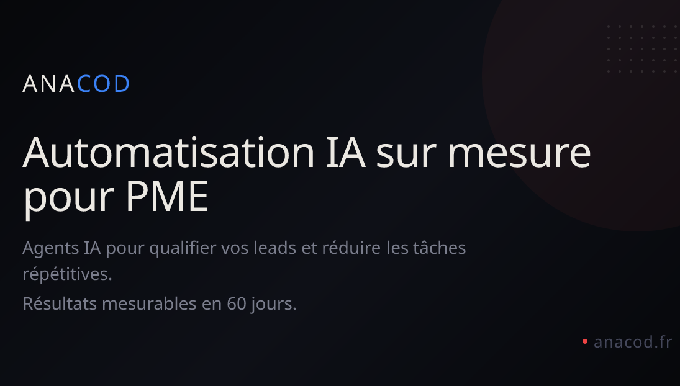 ANACOD construit pour vous des outils sur mesure qui automatisent les tâches qui vous prennent du te...