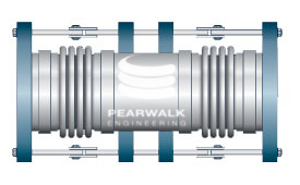 Two hinge type expansion joints in one unit absorbing lateral deflection in a single plane.