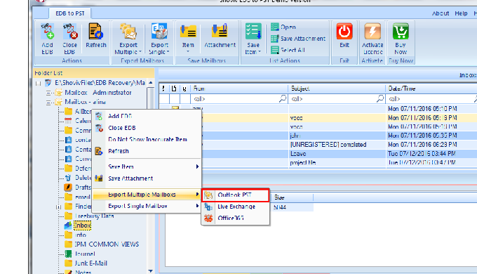 Exchange user wants to keep data in PST files at local storage. Here is a solution name Shoviv EDB t...