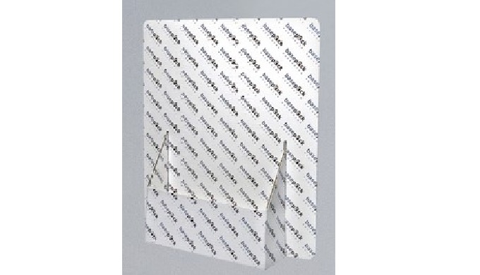 Display with brochure holder boxes.