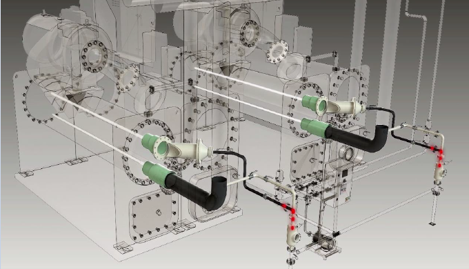 Specially designed sponge balls are pumped with the flow of water from the cooling tower to move in ...