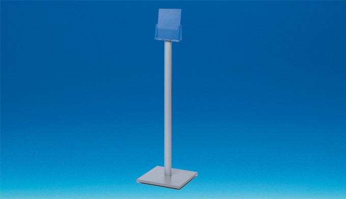 Porte brochure composé de : - 1 porte brochure A5 ou A4 injecté - 1 tige aluminium - 1 base carré mé...