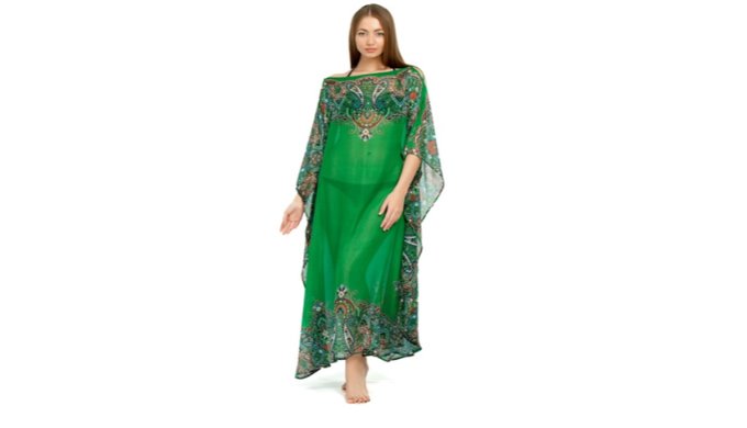 %100 Polyester Şal Desenli Düşük Kol Omuzda Taş Detaylı