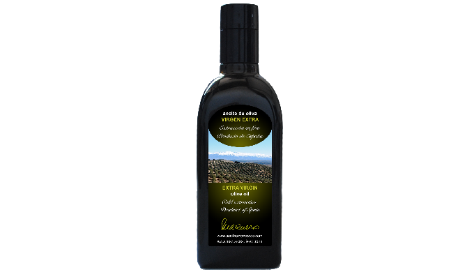 Aceite de oliva VIRGEN EXTRA de las variedades Picual y Hojiblanca. Extracción en frío. Recolección ...