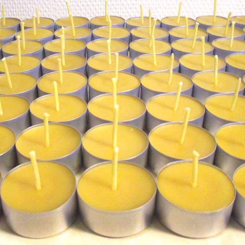 Bougies chauffe-plat naturelles en cire d'abeille.