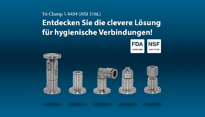 Entdecken Sie die clevere Lösung für hygienische Verbindungen! Die Verschraubung mit Tri-Clamp Verbi...