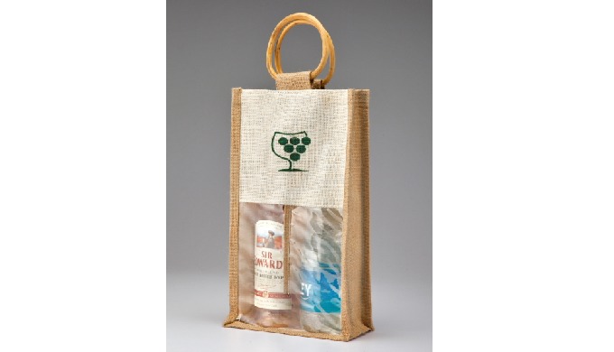 Jute Wine Bags Two Bottle Product Code: (RK-WB-02) MATERIALS : OFF WHITE & NATURAL COLOUR JUTE W...