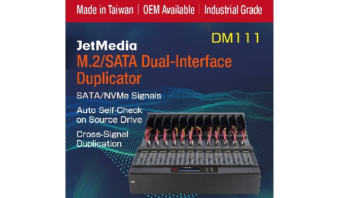 JetMedia DM111 Dual Signal M.2 NVMe PCIe Hard Drive Duplicator 4 Copy Modes / SATA-Nvme Dual Interfa...